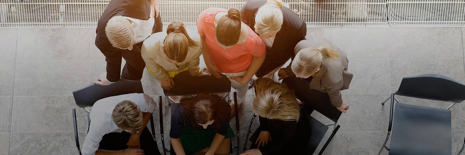 Overhead shot of people having a business meeting